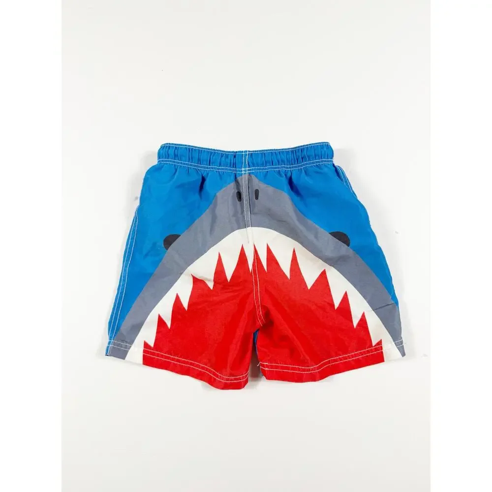 Mini Boden Shark Swim Trunks Blue Size 7-8 swim shorts